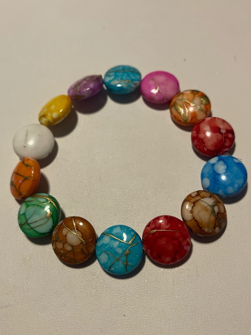 Multicolor Round Stone Stretch Bracelet - Women Jewelry